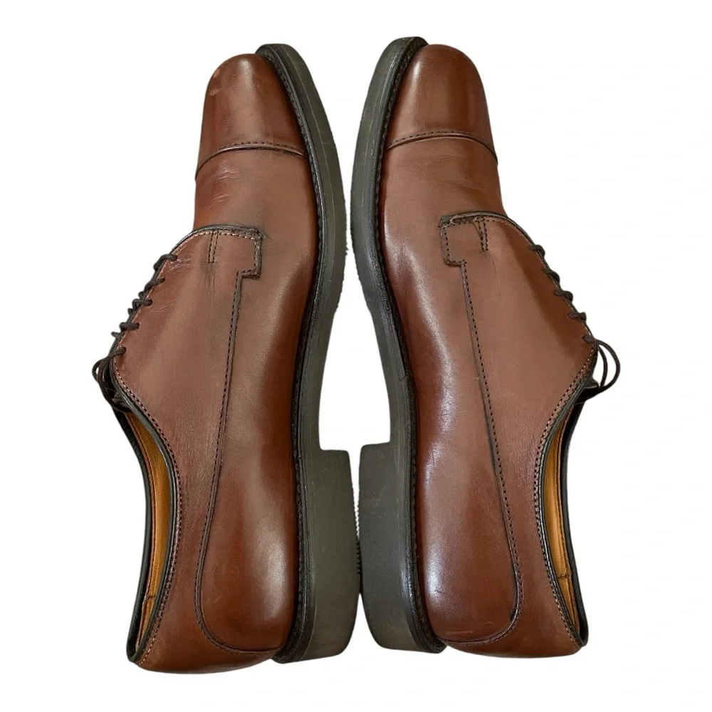 Allen Edmonds Bergland Brown Leather Derby Shoe Mens Size 7 D Lace-up Cap Toe